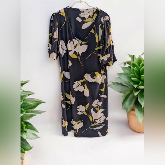 Harper Rose Short Sleeve V-Neck Shift Mini Navy Floral Size 14 Dress EUC - Picture 4 of 12